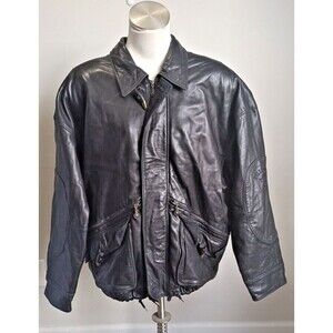 Marc Buchanan Jacket Pelle Pelle Leather Exclusive Collection Black Mens Size 44